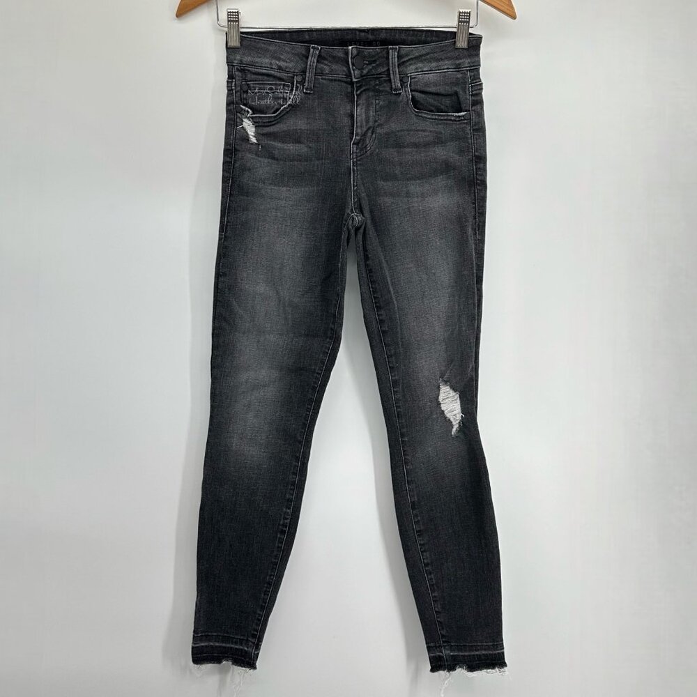 Level 99 Charcoal Gray Mid-Rise Distressed Skinny Jeans Size 25